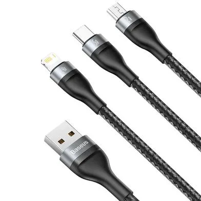 Кабел за данни за бързо зареждане Baseus Flash Series Ⅱ USB към M L C 66W 1.2м CASS040001 - черен - Image 3