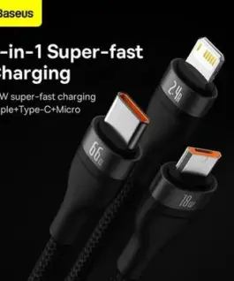 Кабел за данни за бързо зареждане Baseus Flash Series Ⅱ USB към M L C 66W 1.2м CASS040001 –