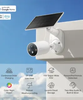 Комплект интелигентна безжична охранителна камера със слънчев панел TP-Link Tapo C425