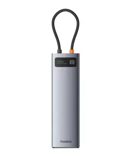 USB хъб Baseus 11 в 1 StarJoy Metal Glam Series Type-C към HDMI +VGA + 3 x USB 3.0 + USB 2.0+USB-C PD + RJ45 + SD/TF +3,5мм B00030709811-00 - тъмносив