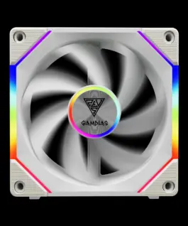 Alternative view of Gamdias Комплект вентилатори Fan Pack 3-in-1 3x120mm - AEOLUS P2-1203 White, Swappable Fan Blades (Reverse Fan Blades Included), Daisy-Chain, Infinity Mirror