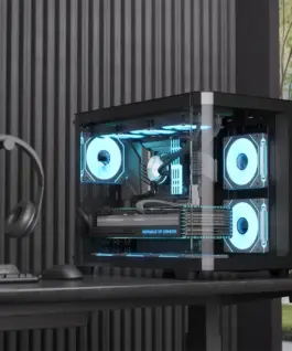 AeroCool кутия Case mATX – P300C-G-BK-v1 – 3 x 120 mm Infinity Mirror