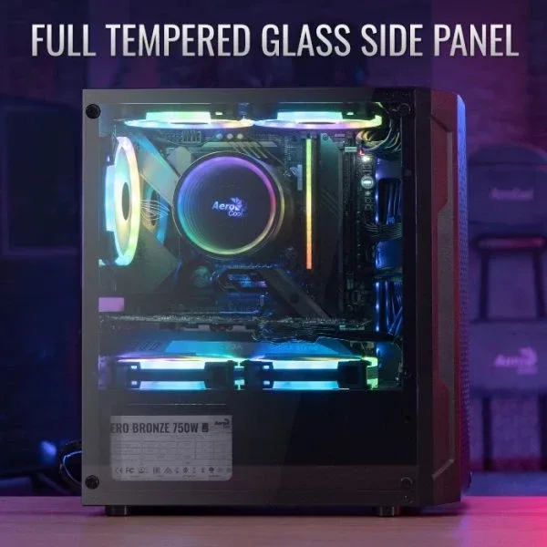 AeroCool кутия Case mATX - Trinity Mini-G-BK-v3 - 3 fans included, Tempered Glass - Image 39