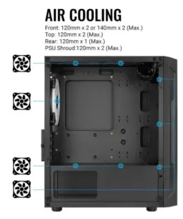 AeroCool кутия Case mATX – Trinity Mini-G-BK-v3 – 3 fans included