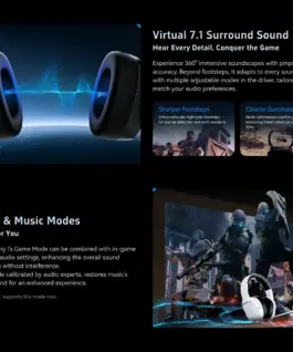 ATK безжични геймърски слушалки Wireless Gaming Headphones – M1 Mercury Black – Bluetooth 5.3