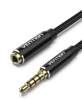 Vention Аудио Кабел Cotton Braided TRRS 3.5mm Male to 3.5mm F - 1.5m - Gold plated Aluminum alloy -