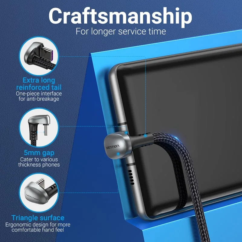 Vention Кабел USB 3.1 Type-C / USB 2.0 AM - 1M Black U-Shaped, Aluminum Alloy 5A - COHHF - Image 12