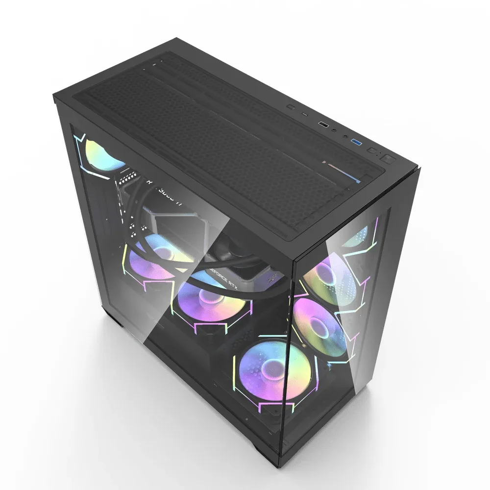 Darkflash кутия Case ATX - DS900 Black - 7 x 120 mm A-RGB fans included, USB-C - Image 8