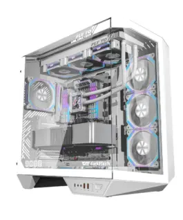 Darkflash кутия Case ATX - DY470 Ice White - 4 x 120 mm Infinity Mirror Fans
