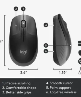 МИШКА LOGITECH M190 – Wireless / Безжична – Mid Grey – PN