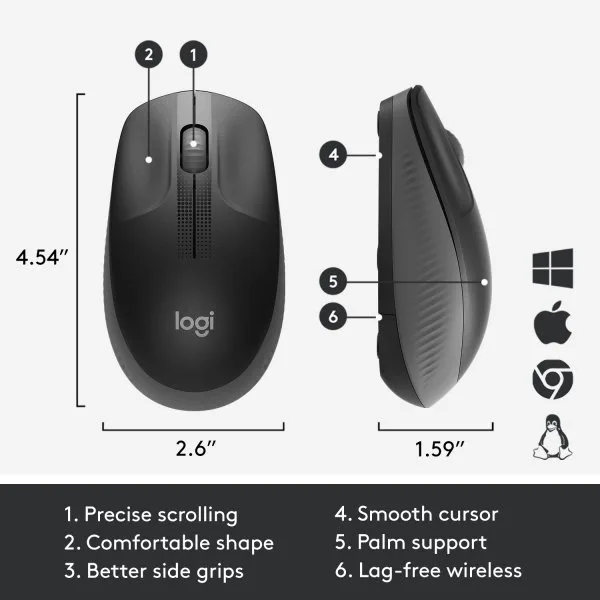 МИШКА LOGITECH M190 - Wireless / Безжична - Mid Grey - PN 910-005906 - Image 14