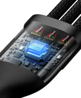 Кабел Baseus Flash Ⅱ USB-A към M+L+C 100W Fast Charging 1.2 м