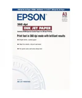 ХАРТИЯ EPSON INK JET COATED PAPER - A3 Size - 297 mm x 420 mm - 100 листа - PN 41065