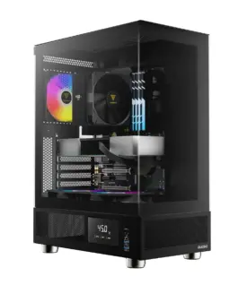 Gamdias кутия Case ATX - ATLAS E1 - 3 x 120 mm A-RGB Digital Display Tempered Glass