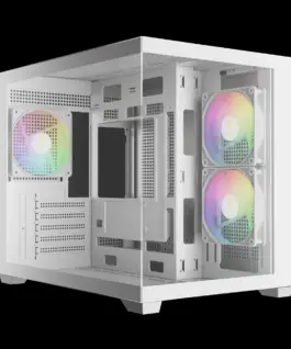 Alternative view of Gamdias кутия Case mATX - AURA GC10M v2 White - 3 x 120 mm A-RGB, USB-C, Tempered Glass