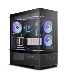 Gamdias кутия Case mATX - AURA GC12 ARGB BK - 6 x 120 mm A-RGB USB-C Tempered Glass