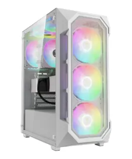 Gamdias кутия Case ATX - AURA GC1 Elite White - Mesh RGB Tempered Glass
