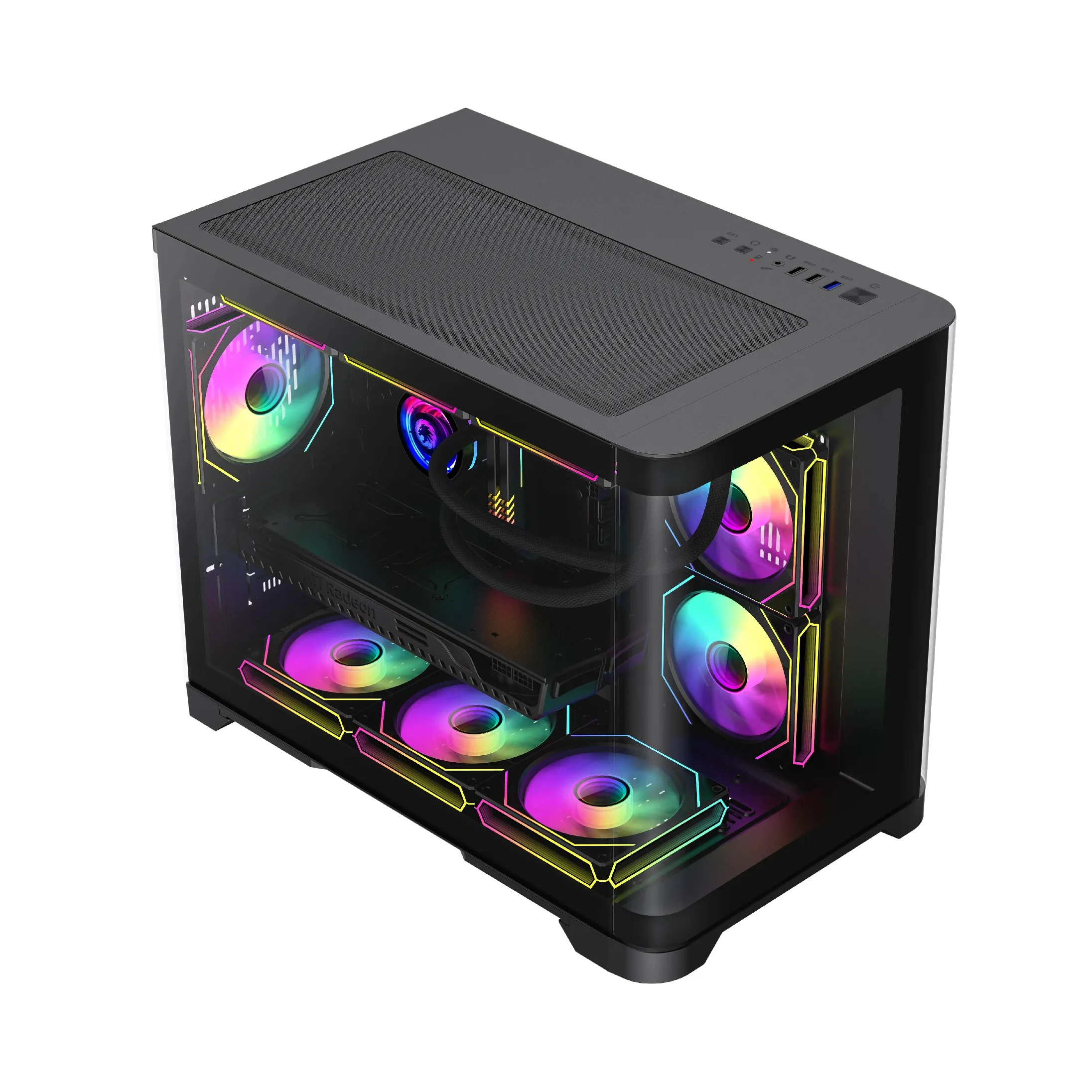 Gamemax кутия Case mATX - HYPE-M Black - 3 x 120 mm Addressable RGB fans - Image 24