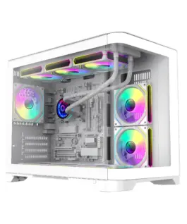Gamemax кутия Case mATX - HYPE-M White - 3 x 120 mm Addressable RGB fans