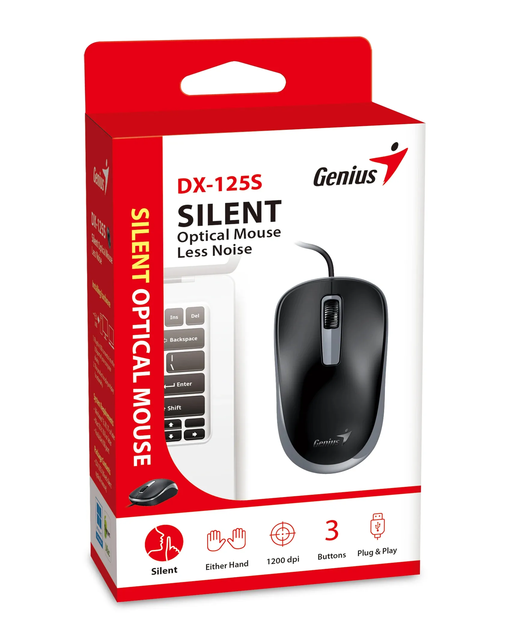 Genius безшумна мишка Silent Mouse DX-125S Black+Grey - SILENT, USB - Image 4