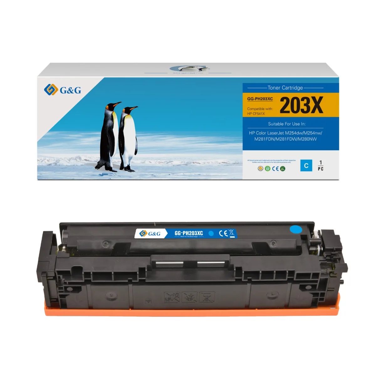 КАСЕТА ЗА HP Color Laserjet M254dw/M254nw/Color Laserjet M281FDN/M281FDW/M280NW - HIGH CAPACITY - /203X/ - Cyan - CF541X