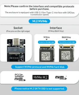 Orico външна кутия за диск Storage – Case – M.2 NVMe M key – USB3.1 Gen2 Type-C