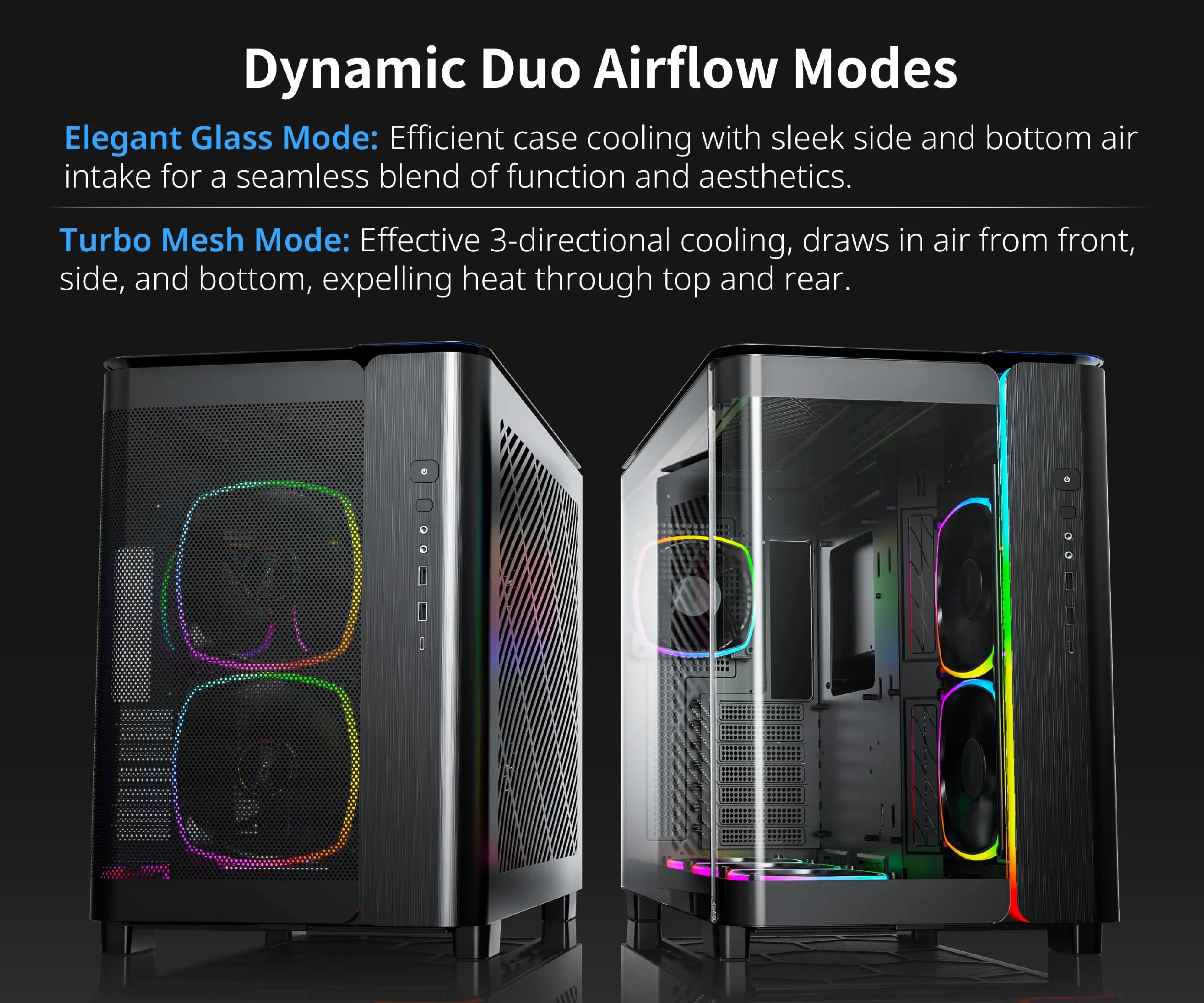 Montech кутия KING 95 Pro, Dual Chamber Mid-tower Case, 6 ARGB Fans, 2 Front Panels, Black - Image 10