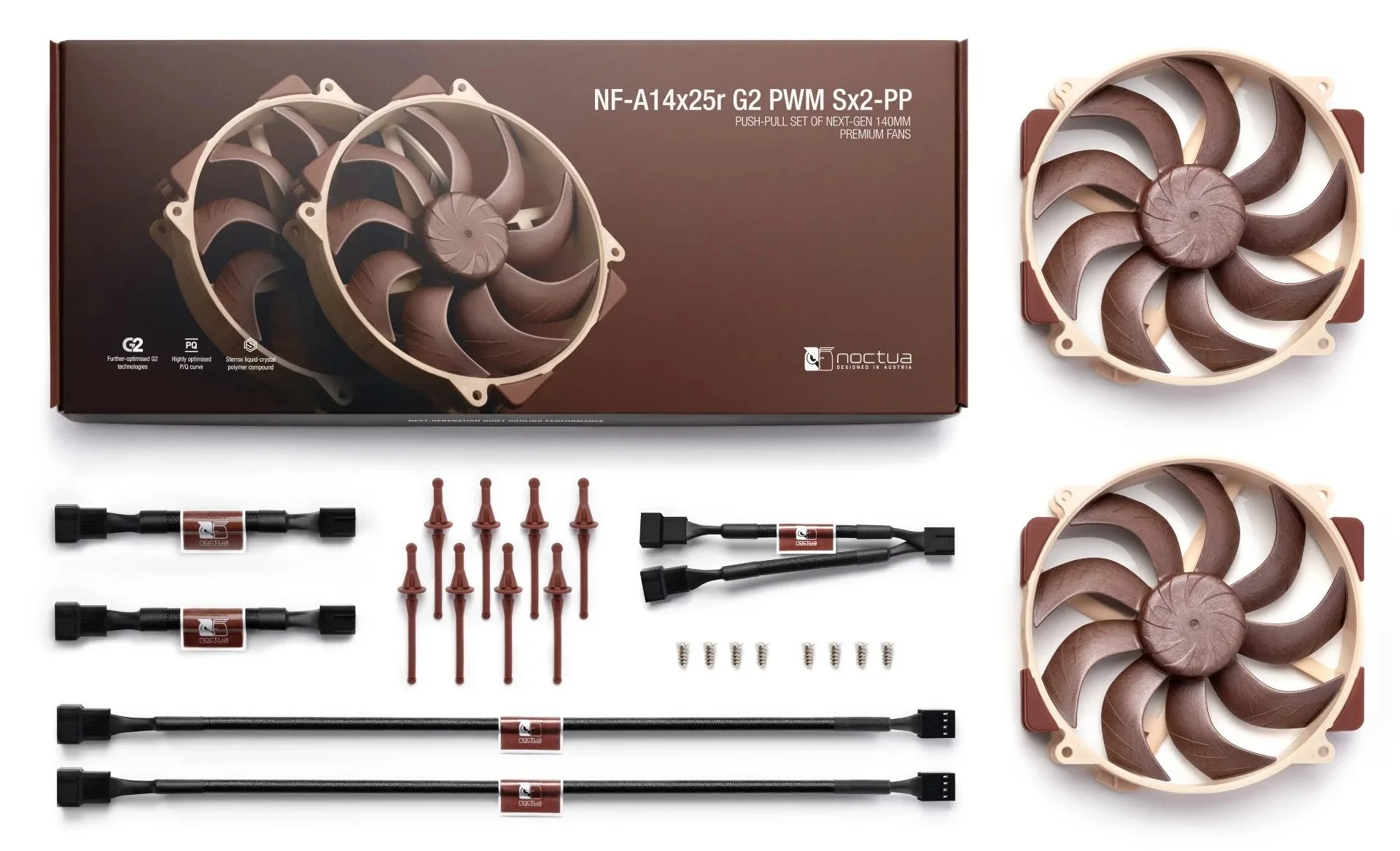 Noctua комплект вентилатори FAN SET 2 x Fan 140mm - NF-A14x25r G2 PWM Sx2-PP - Image 4
