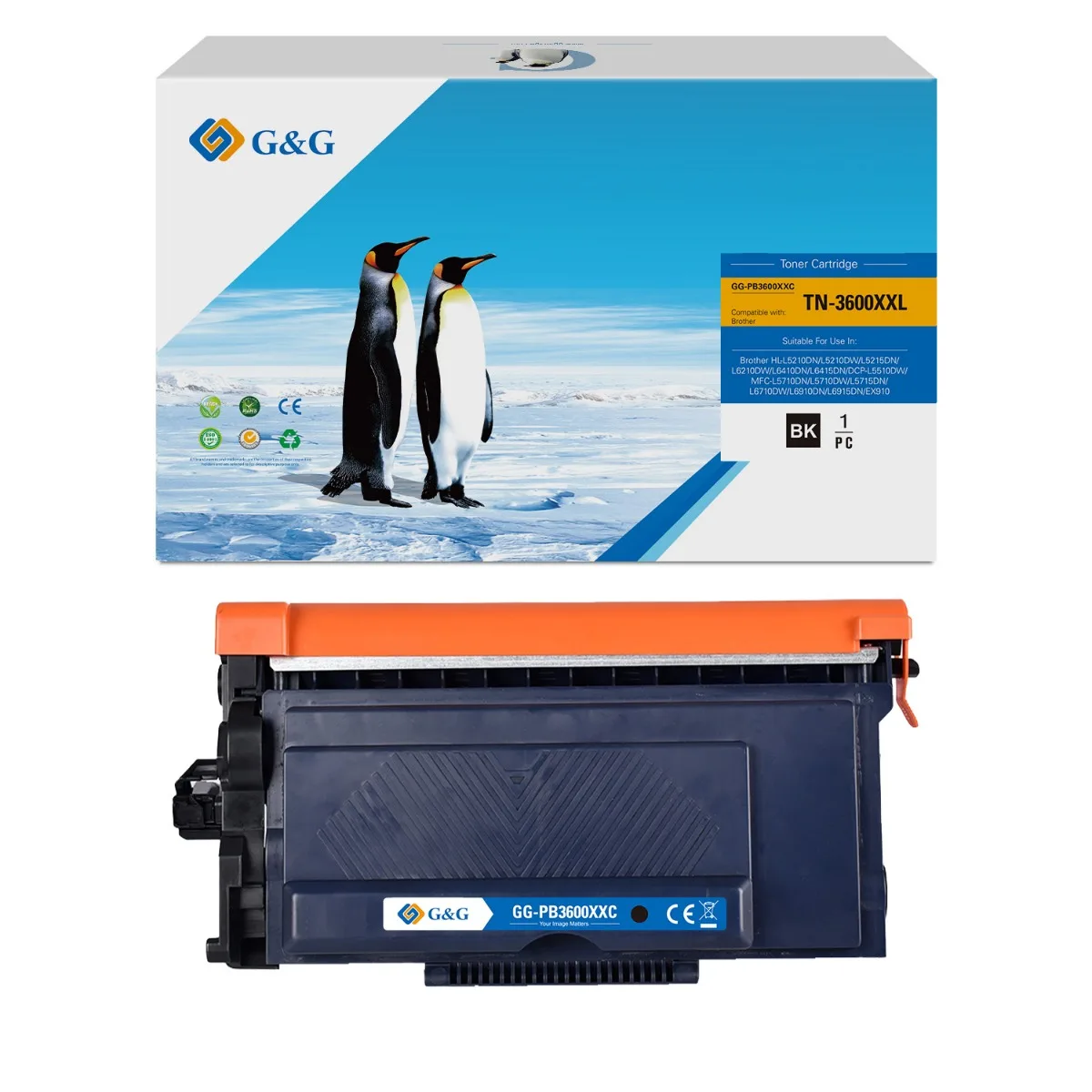 КАСЕТА ЗА BROTHER DCP L5510DW/HL L6210DW/L5210DW/L5210DN/MFC L5710DW/L5710DN - ULTRA HIGH CAPACITY - С ЧИП / WITH CHIP - Black - TN3600XXL (TN-3600XXL) - PN NT-PB3600XXC - G&G - Image 15