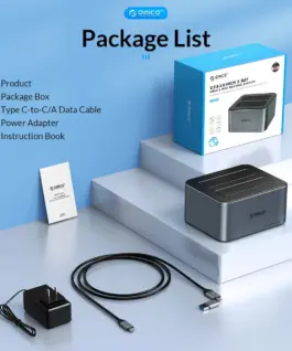 Orico докинг станция Storage – HDD/SSD Dock – 2 BAY Offline Clone 2.5/3.5 USB-C/USB-A –