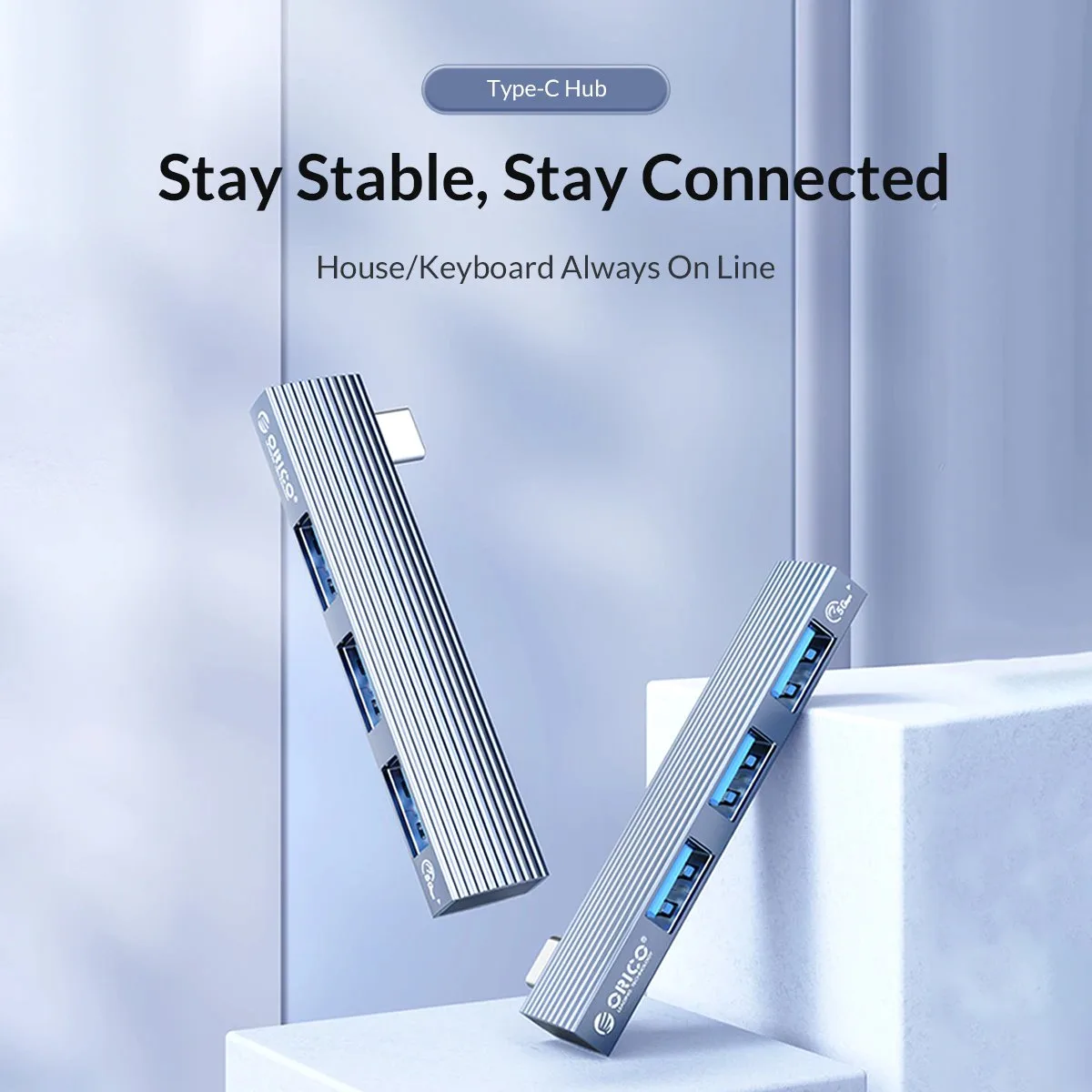 Orico хъб USB3.0/2.0 HUB 3 port TYPE C, Aluminum - AH-W13-GY - Image 10