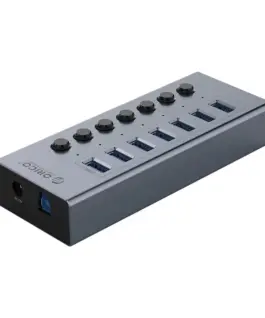 Alternative view of Orico хъб USB3.0 HUB 7 port with Power Adapter, On/Off buttons, Aluminium - BT2U3-7AB-EU-GY