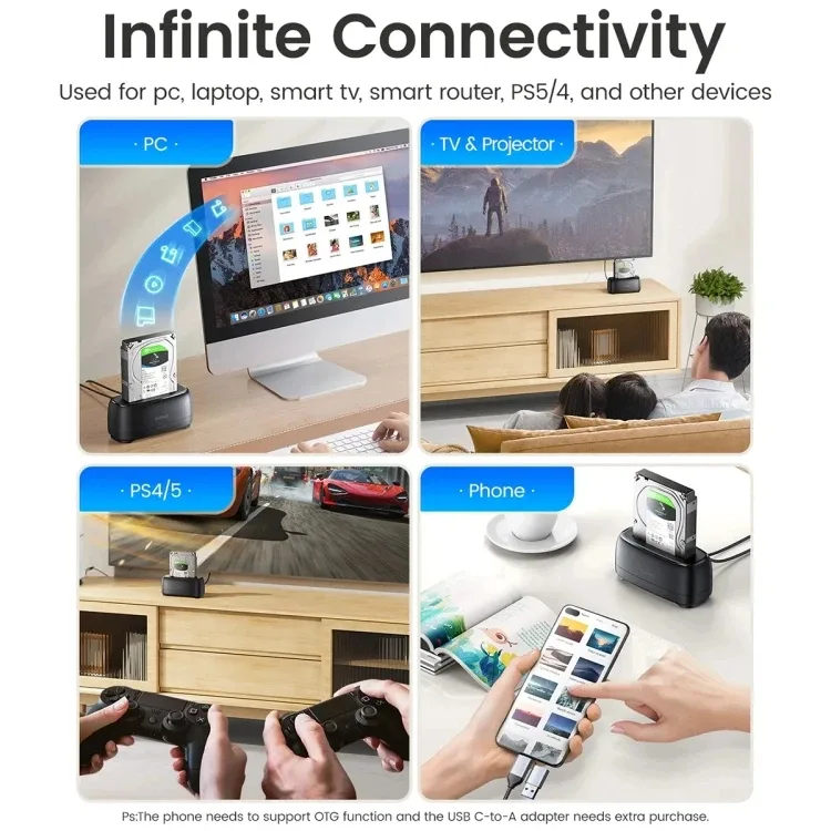 Orico докинг станция Storage - HDD/SSD Dock - 2.5/3.5 inch USB-C/A - DD18C3-EU-BK - Image 5