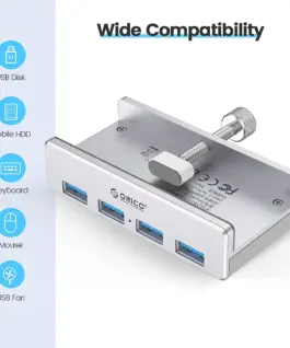 Orico хъб USB 3.0 HUB Clip Type 4 port – aux Micro-USB power input