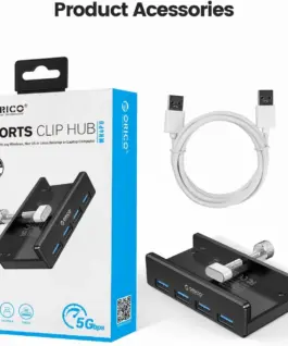 Orico хъб USB 3.0 HUB Clip Type 4 port – aux Micro-USB power input