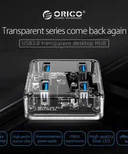 Orico хъб USB3.0 HUB 4 port transparent