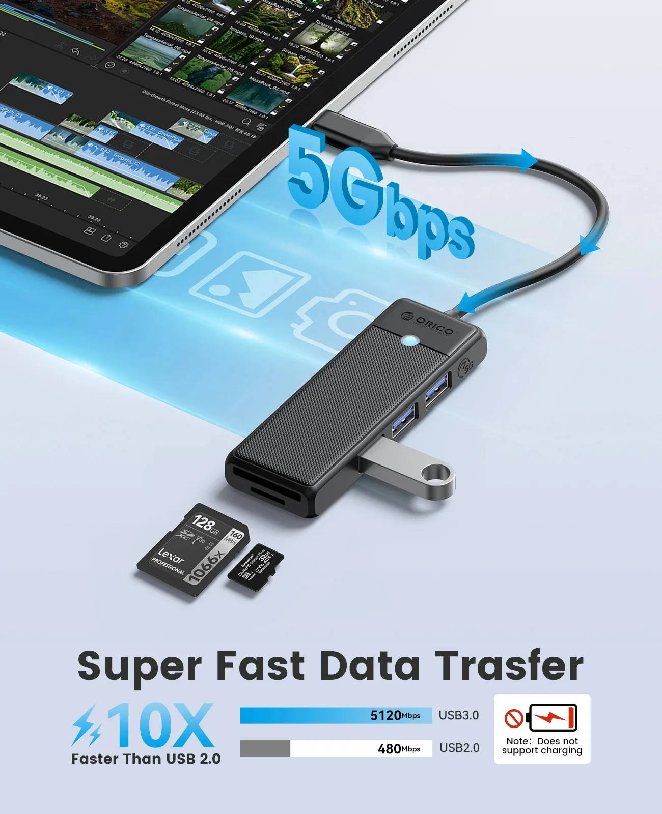 Orico хъб USB3.1 HUB Type-C - 3 x USB3.0, SD, TF - PAPW3AT-C3-015-BK - Image 23