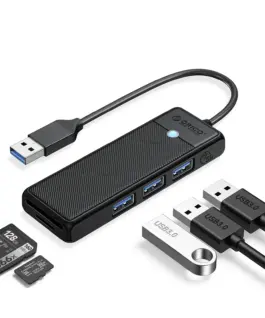 Orico хъб USB3.0 HUB - 3 x USB3.0 SD TF - PAPW3AT-U3-015-BK