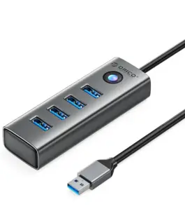 Orico хъб HUB USB3.0 4 port Aluminium Grey - PDD4U-U3-015-GY