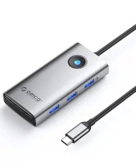 Orico докинг станция Docking Station Type-C - PW11-6PR-GY-EP - HDMI x 1 USB-C x 1 USB3.0 x 3 USB-C PD100W x 1 LAN x 1