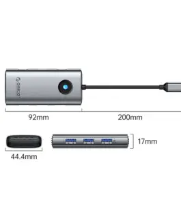 Alternative view of Orico докинг станция Docking Station Type-C - PW11-6PR-GY-EP - HDMI x 1, USB-C x 1, USB3.0 x 3, USB-C PD100W x 1, LAN x 1 (1Gbps)