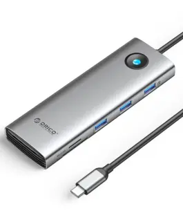 Orico докинг станция Docking Station Type-C - PW11-9P-GY-EP - HDMI x 1 VGA x 1 USB3.0 x 3 USB-C PD100W x 1 LAN x 1 (1Gbps)