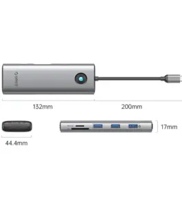 Alternative view of Orico докинг станция Docking Station Type-C - PW11-9P-GY-EP - HDMI x 1, VGA x 1, USB3.0 x 3, USB-C PD100W x 1, LAN x 1 (1Gbps), SD/TF