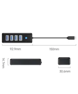 Orico хъб HUB USB3.1 Type-C 4 port – 4 x USB3.0 Black –