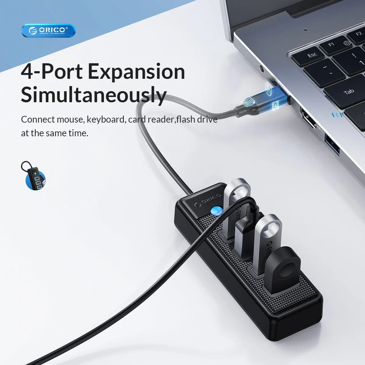 Orico хъб HUB USB3.1 Type-C 4 port - 4 x USB3.0 Black - PW4U-C3-015-BK - Image 30