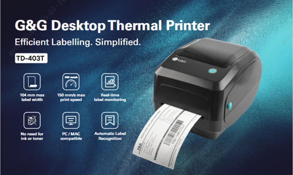 ЕТИКЕТЕН ПРИНТЕР - DESKTOP BARCODE PRINTER G&G - USB+Bluetooth+WiFi - PN TD-403T (TD403T) - Image 20