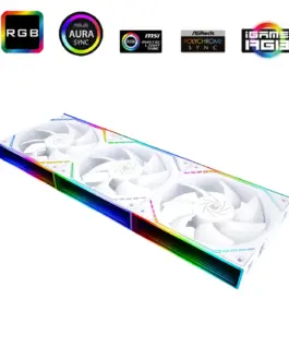 Alternative view of Thermalright Комплект вентилатори Fan Pack 3-in-1 3x120mm - TL-M12QW x 3 - White, Infinity Mirror, Daisy-Chain, A-RGB