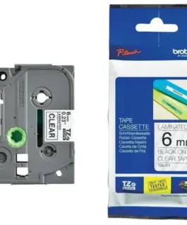 ЛЕНТА ЗА ЕТИКЕТНИ ПРИНТЕРИ BROTHER ТИП TZ - 6 mm x 80 m - BLACK ON CLEAR TAPE - PN TZE111
