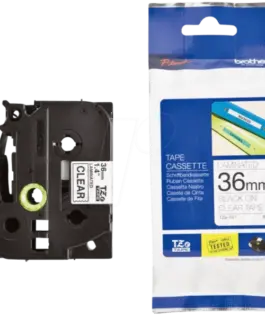 ЛЕНТА ЗА ЕТИКЕТНИ ПРИНТЕРИ BROTHER ТИП TZ - 36 mm x 800 m - BLACK ON CLEAR TAPE - PN TZE161