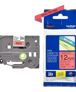 ЛЕНТА ЗА ЕТИКЕТНИ ПРИНТЕРИ BROTHER ТИП TZ - 12 mm x 80 m - BLACK ON RED TAPE - PN TZE431